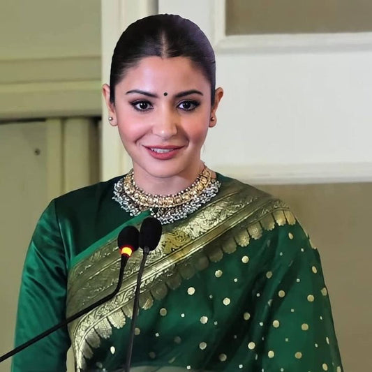 Grace in Green: Anushka Sharma in Chanderi Elegance