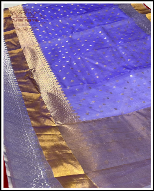 Lavender colour daule border chanderi saree Chanderi saree wala