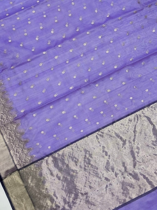 Silver zare all over small motif saree Chanderi saree wala