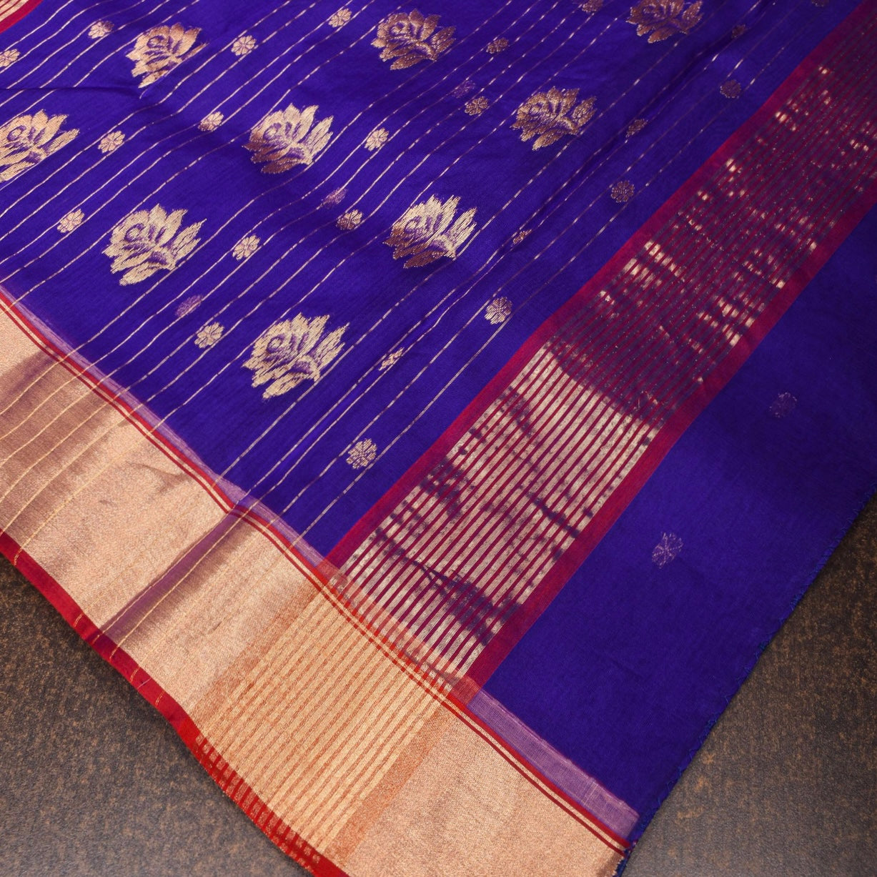 Blue chanderi silk saree