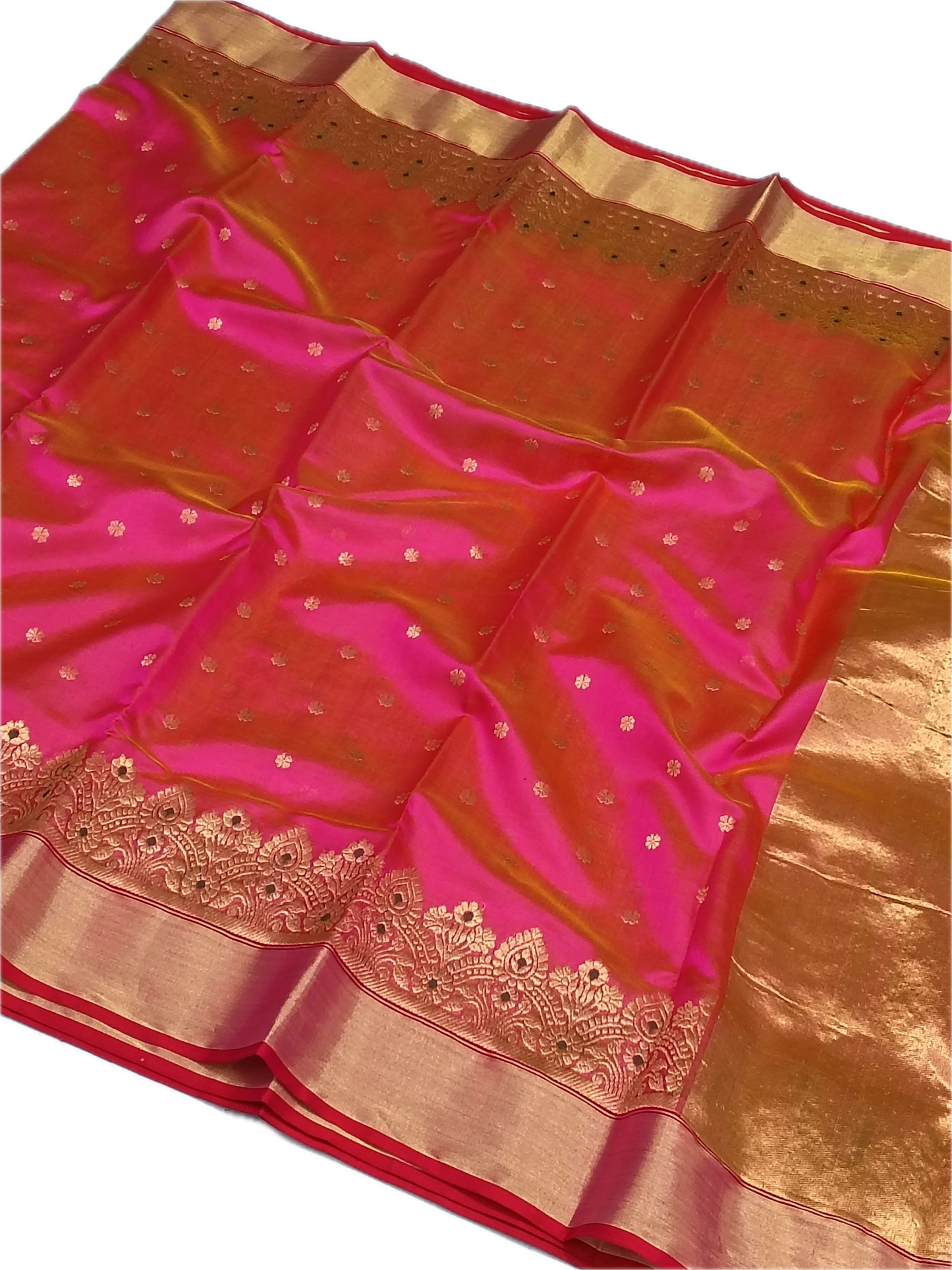 Chanderi silk saree mena border