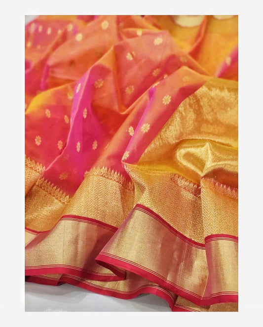 Chanderi saded colour all over bute saree