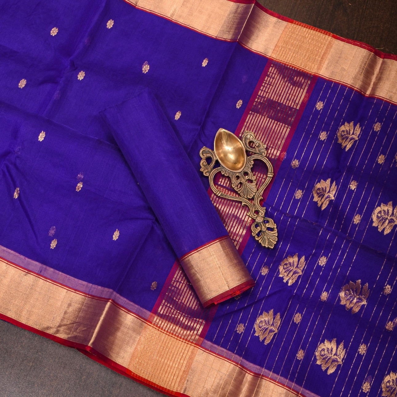 Blue chanderi silk saree