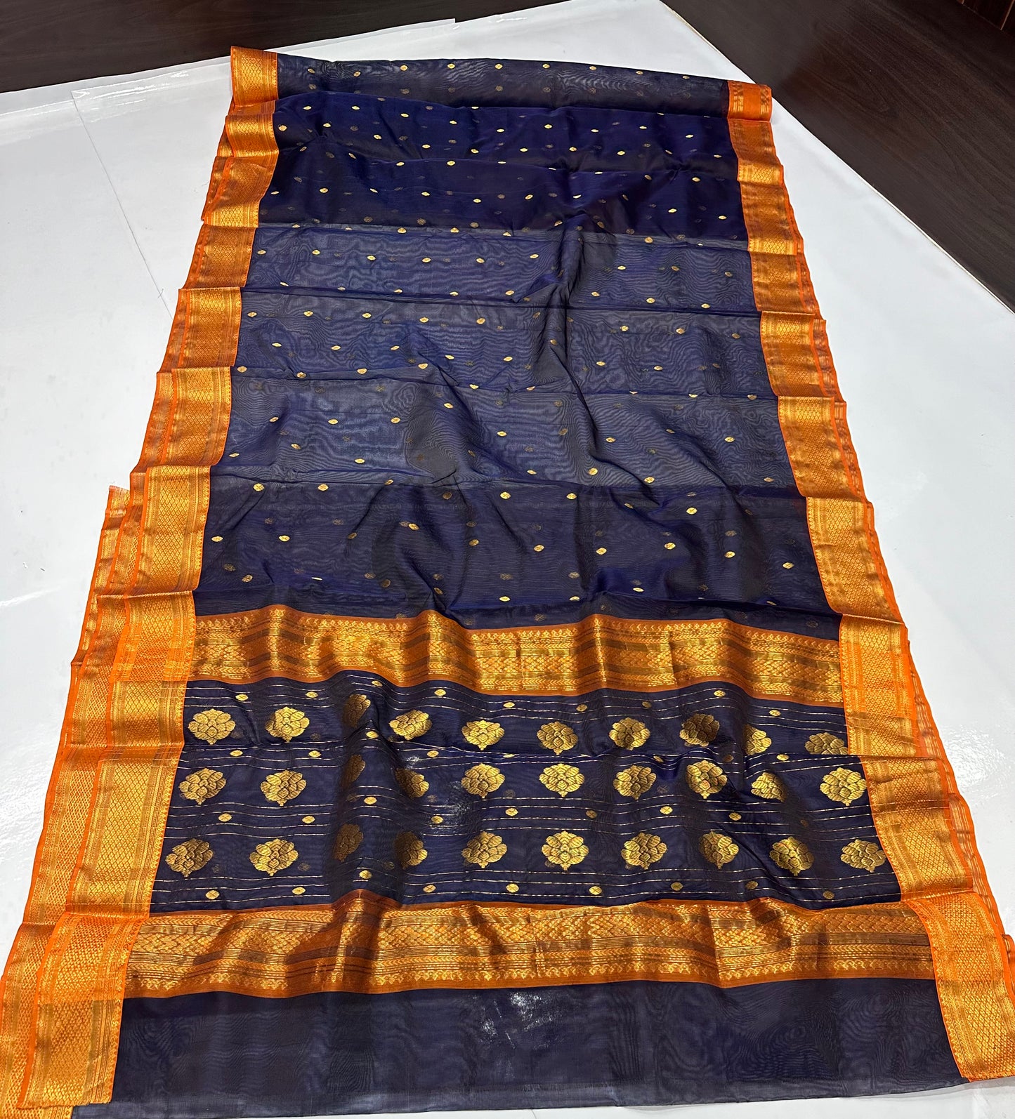 Navy blue chanderi silk saree Chanderi saree wala