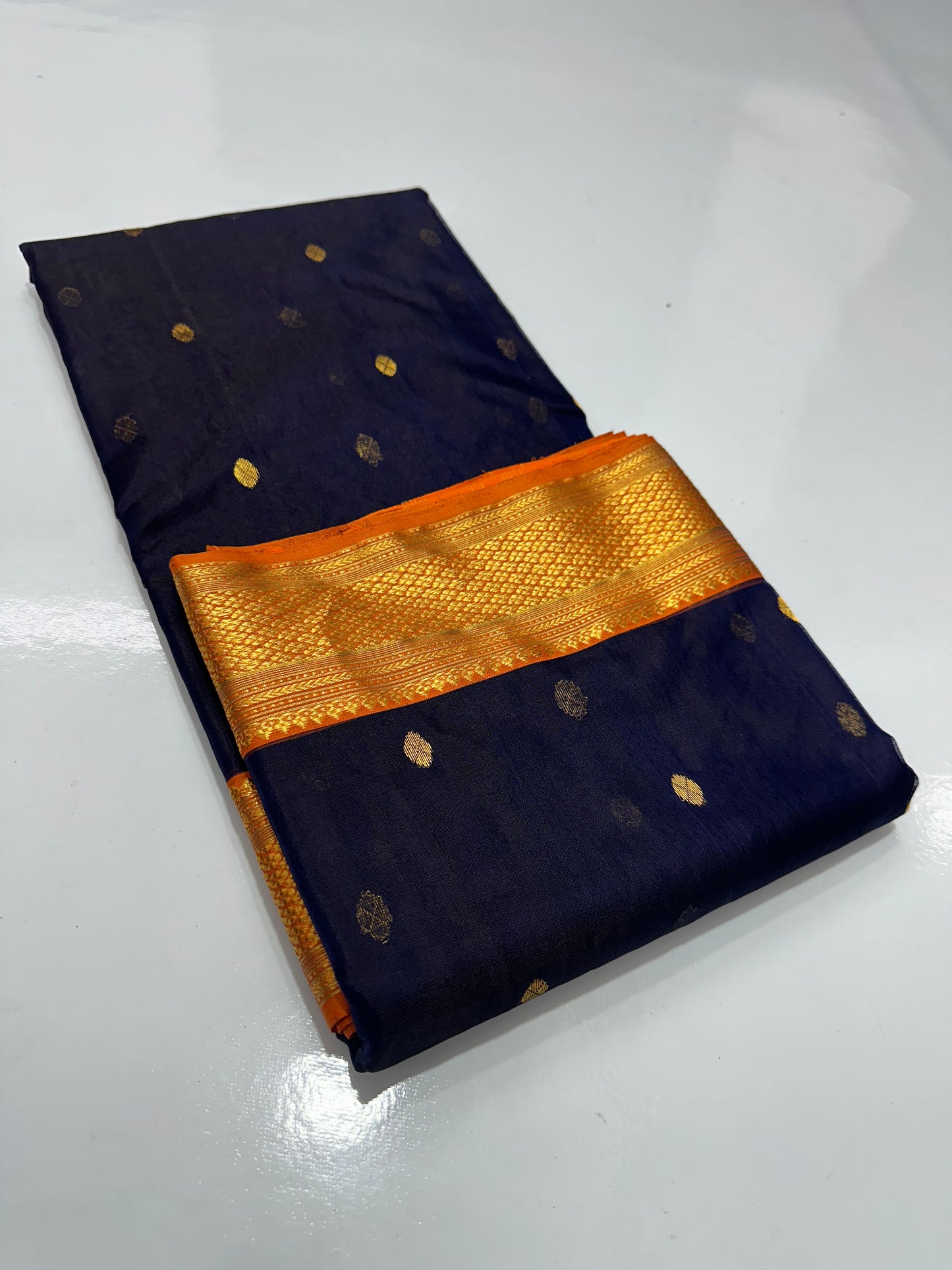 Navy blue chanderi silk saree Chanderi saree wala