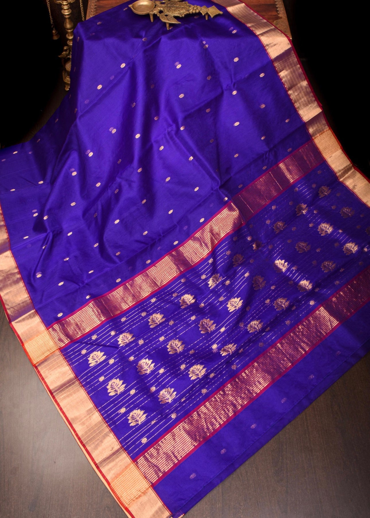 Blue chanderi silk saree