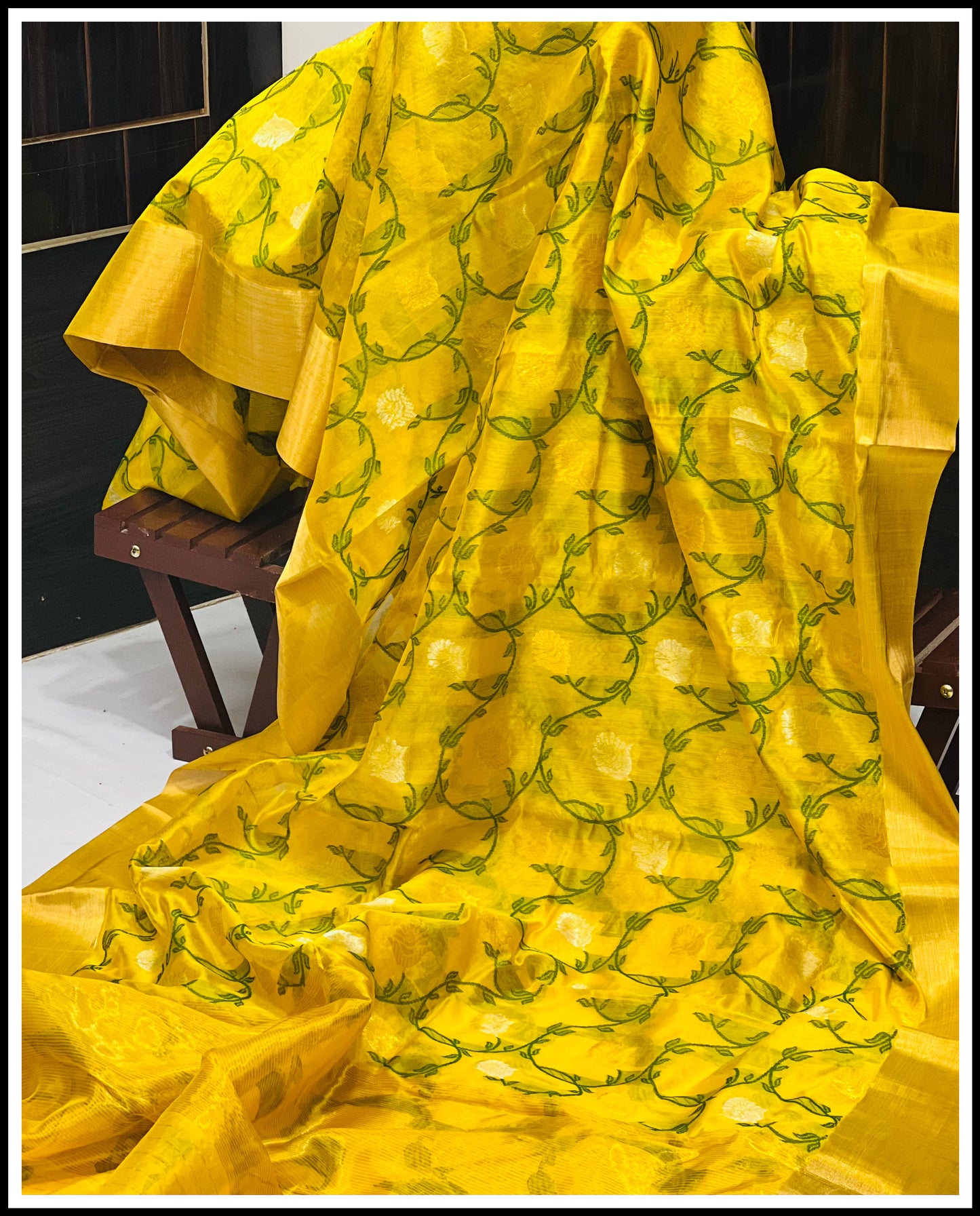 Yellow colour all over jaaal sarees