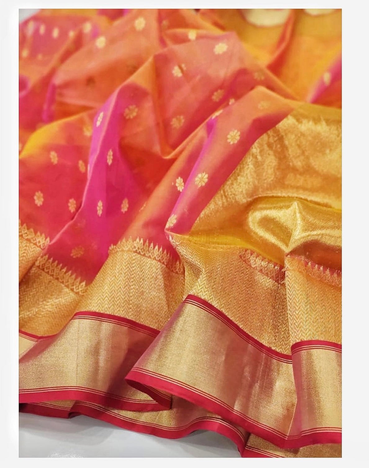 Chanderi saded colour all over bute saree