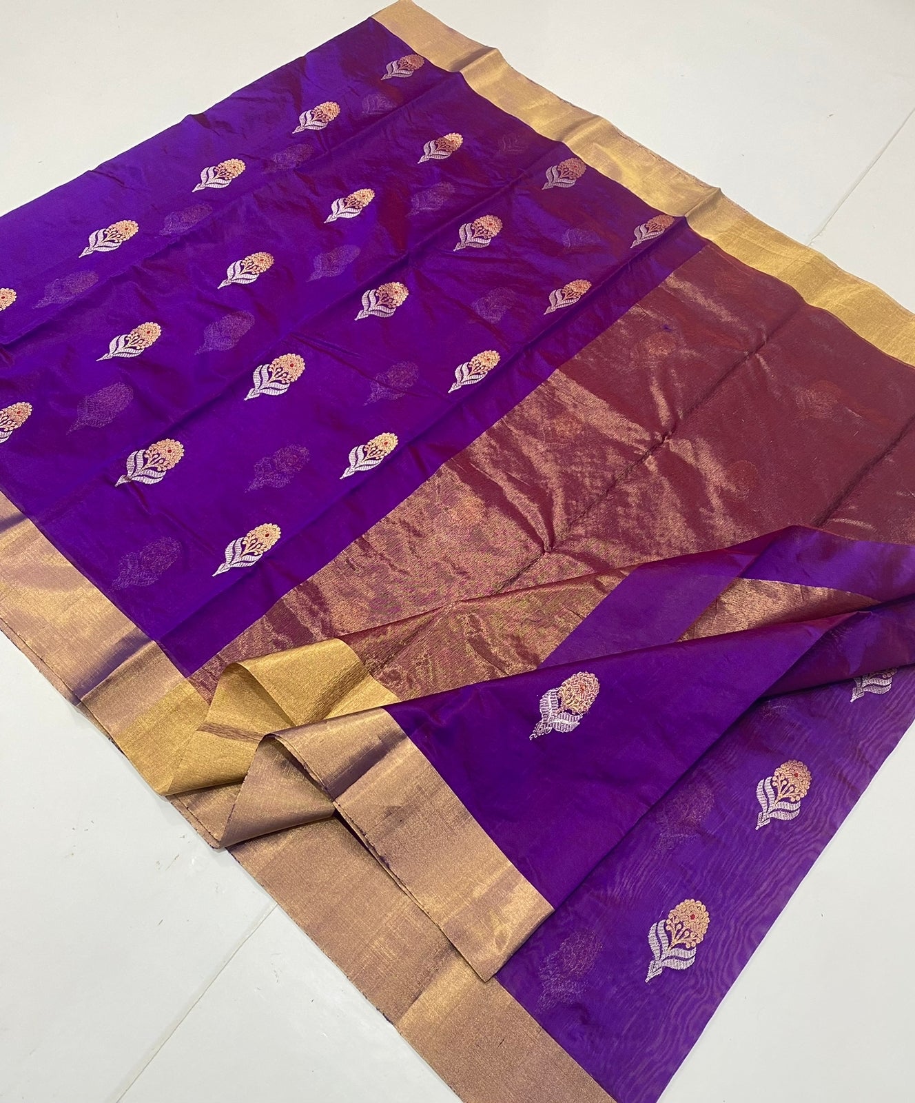 Purple colour pure silk saree