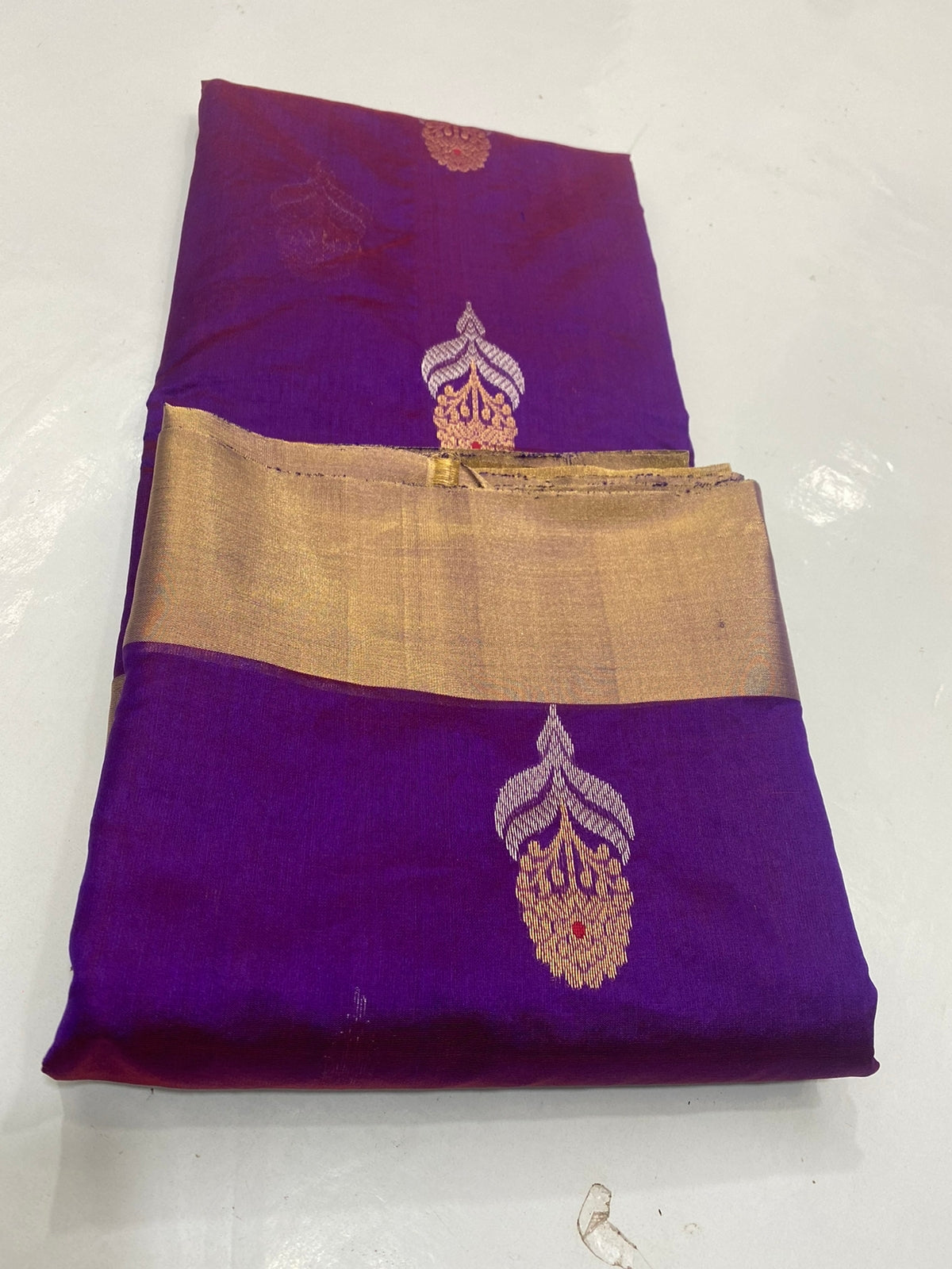 Purple colour pure silk saree