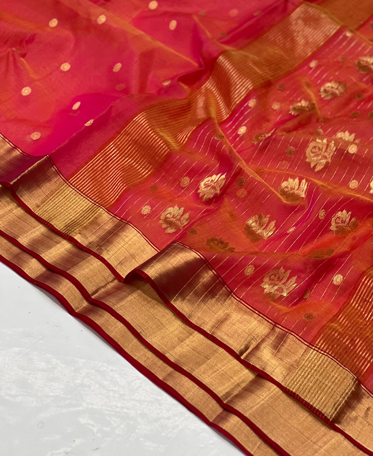 Saded color chanderi silk saree