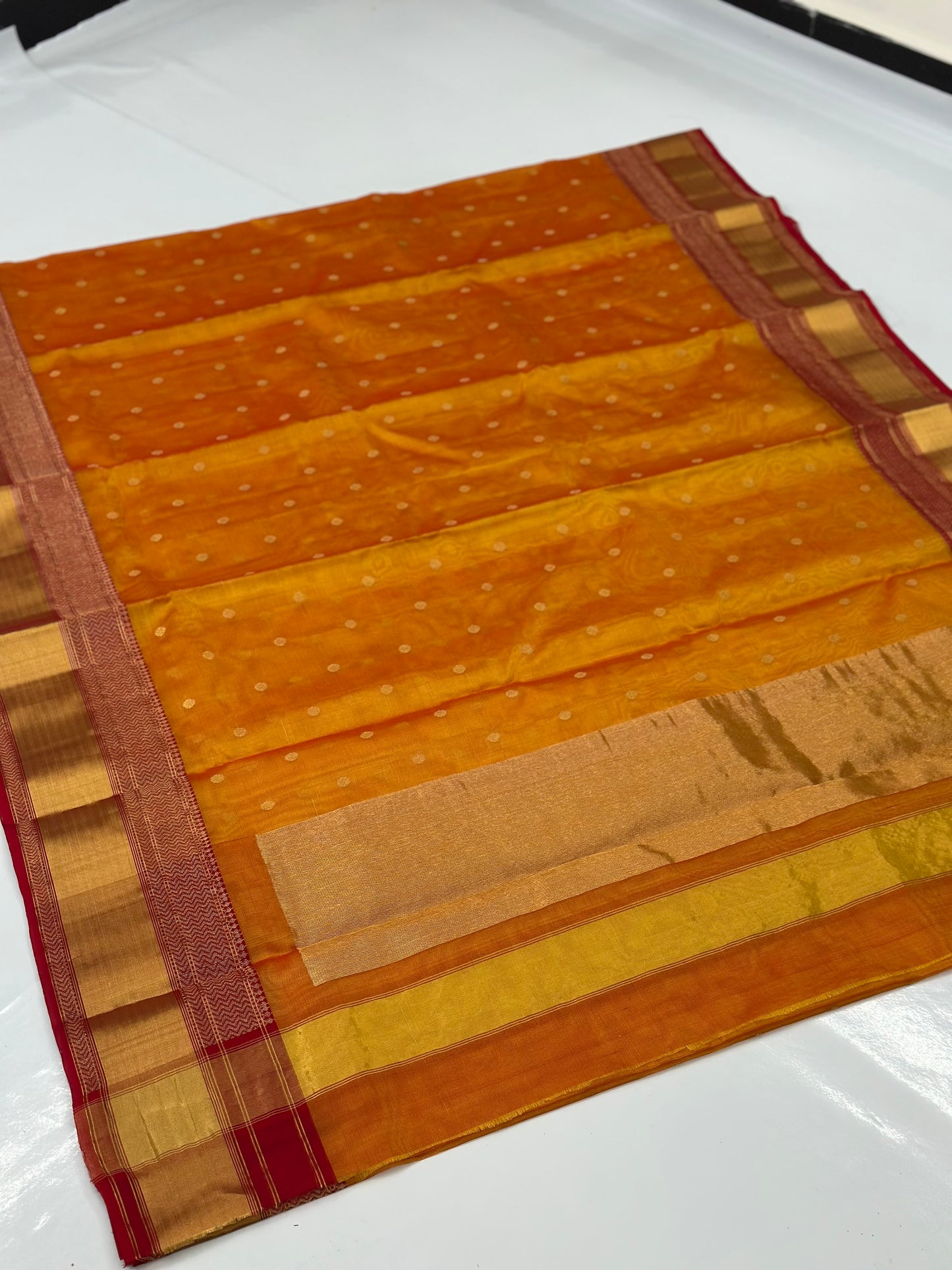 Mustard colour chanderi silk saree
