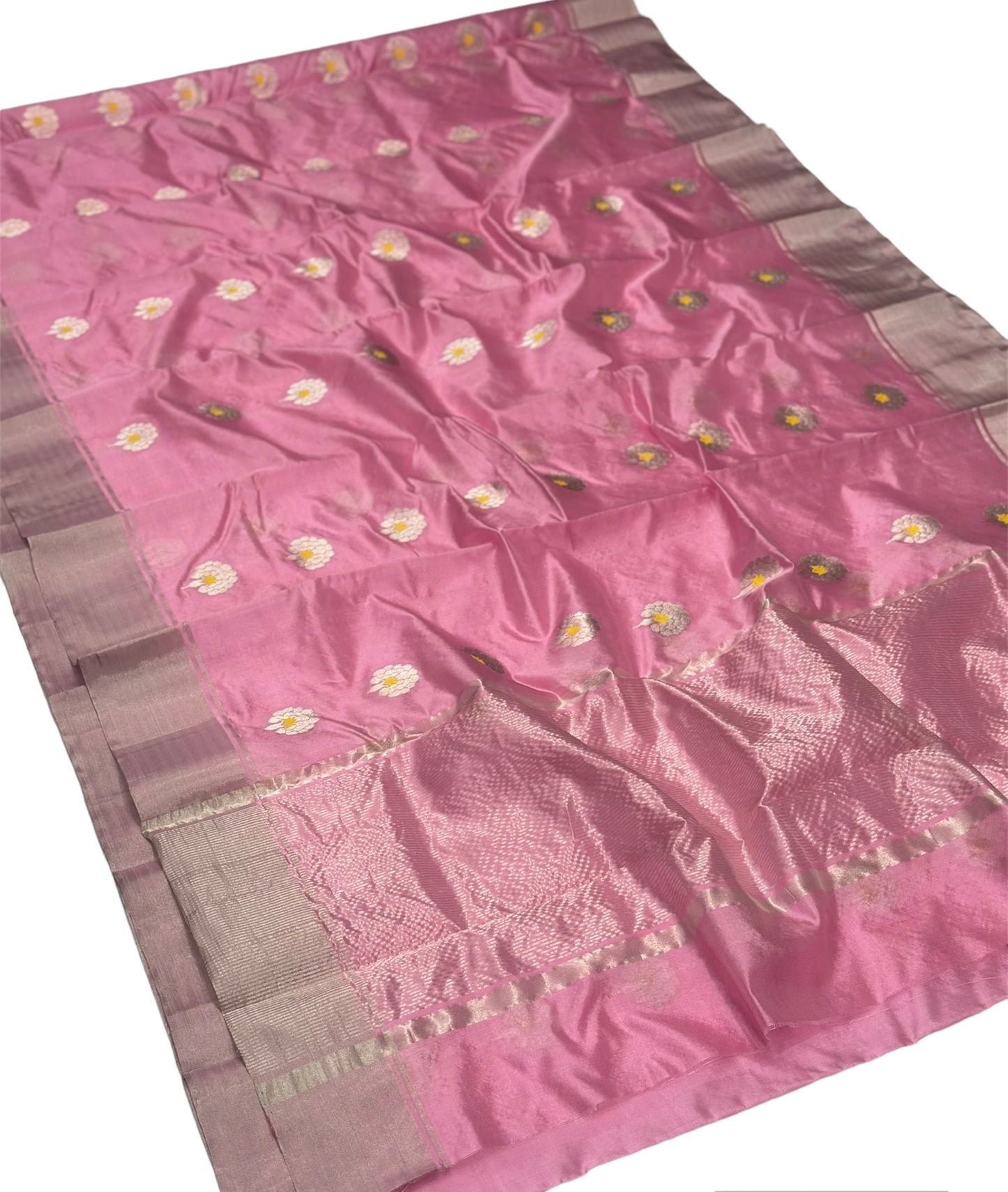 Chanderi silk saree silver zare motif Chanderi saree wala