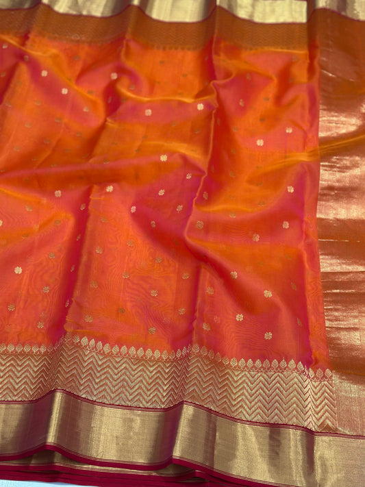 Chanderi saded colour all over bute saree