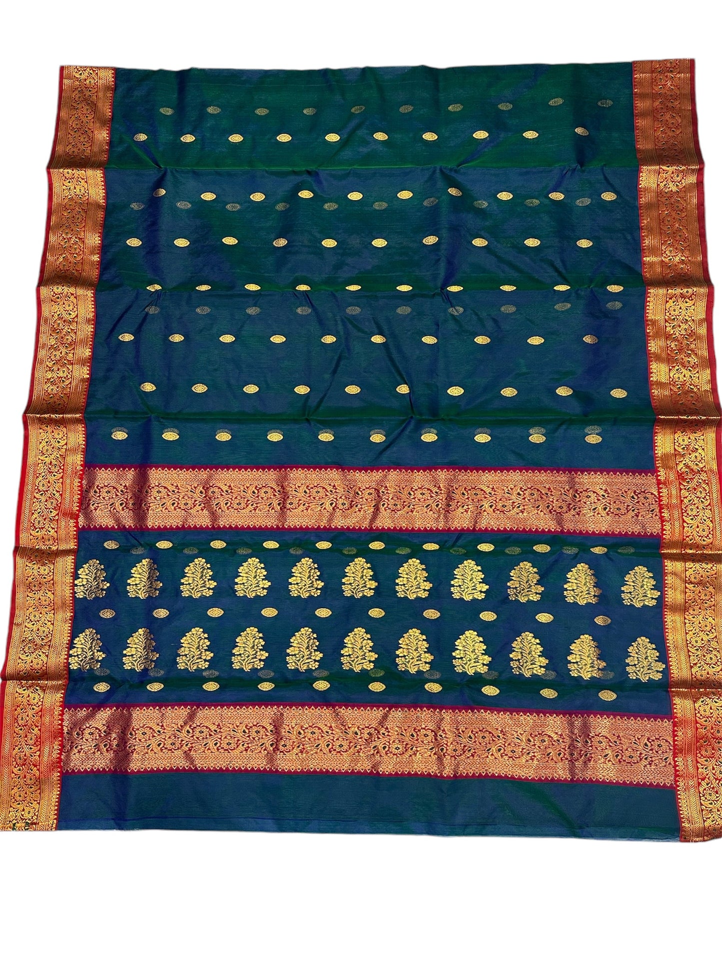 Green saded chanderi saree|Red border|Rich pallu saree Chanderi saree wala