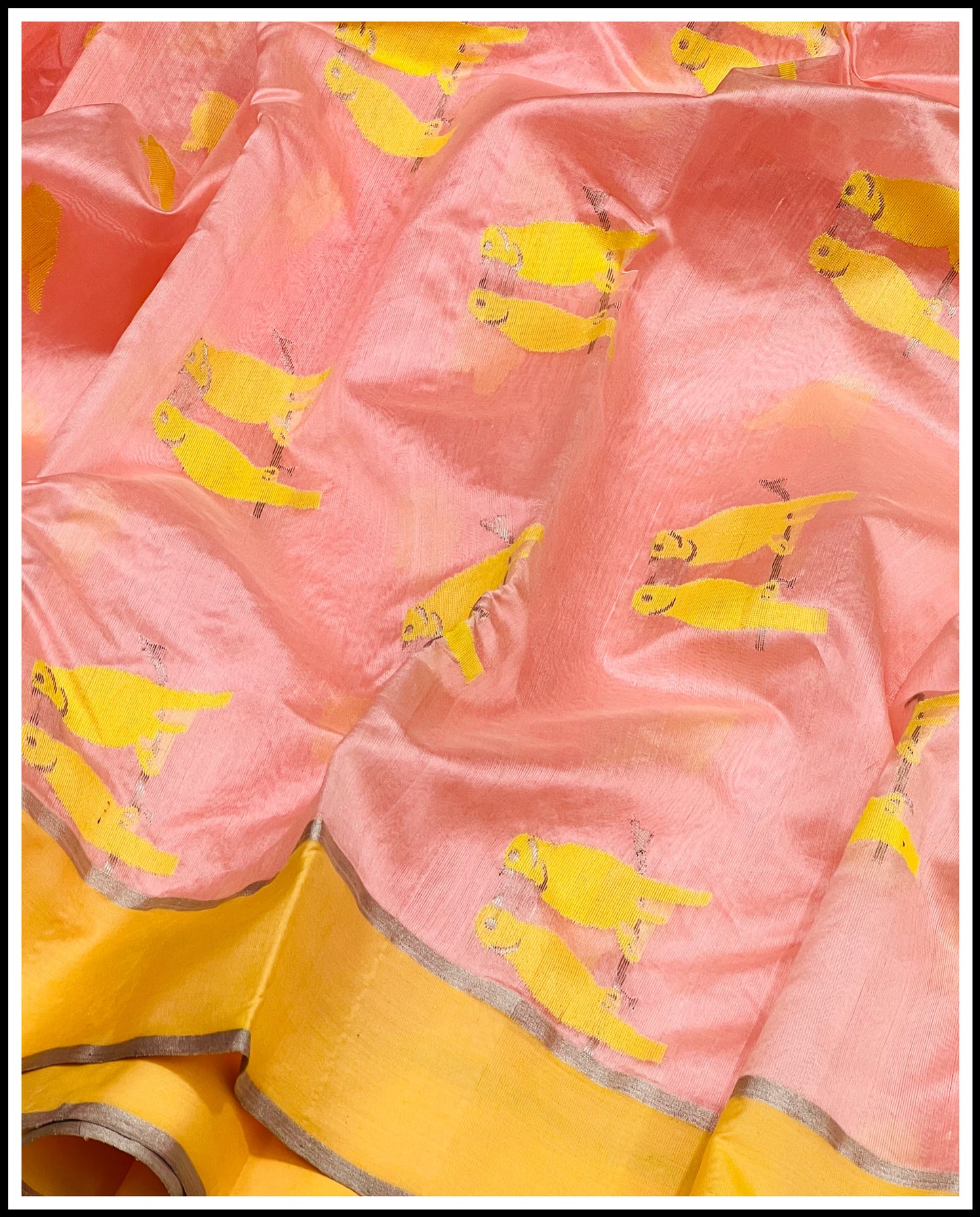 Birds motif chanderi silk saree