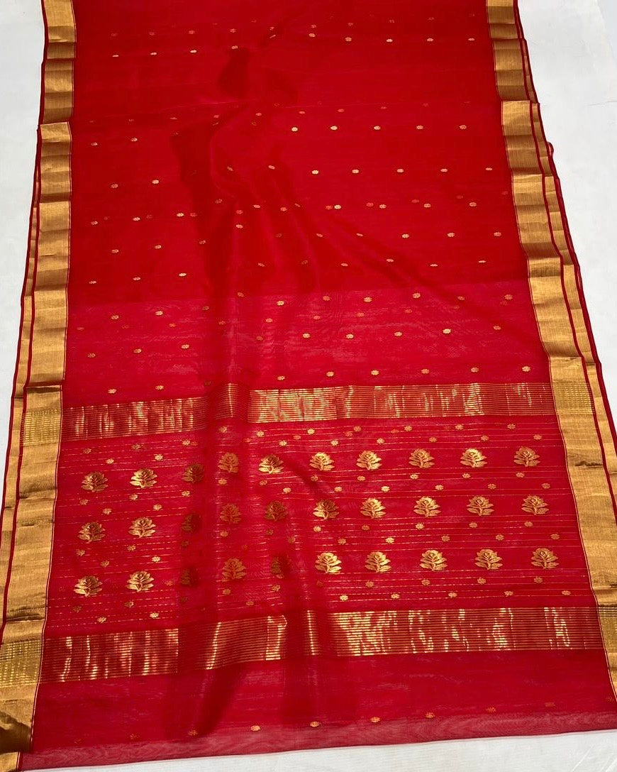 Red colour chanderi silk sarees