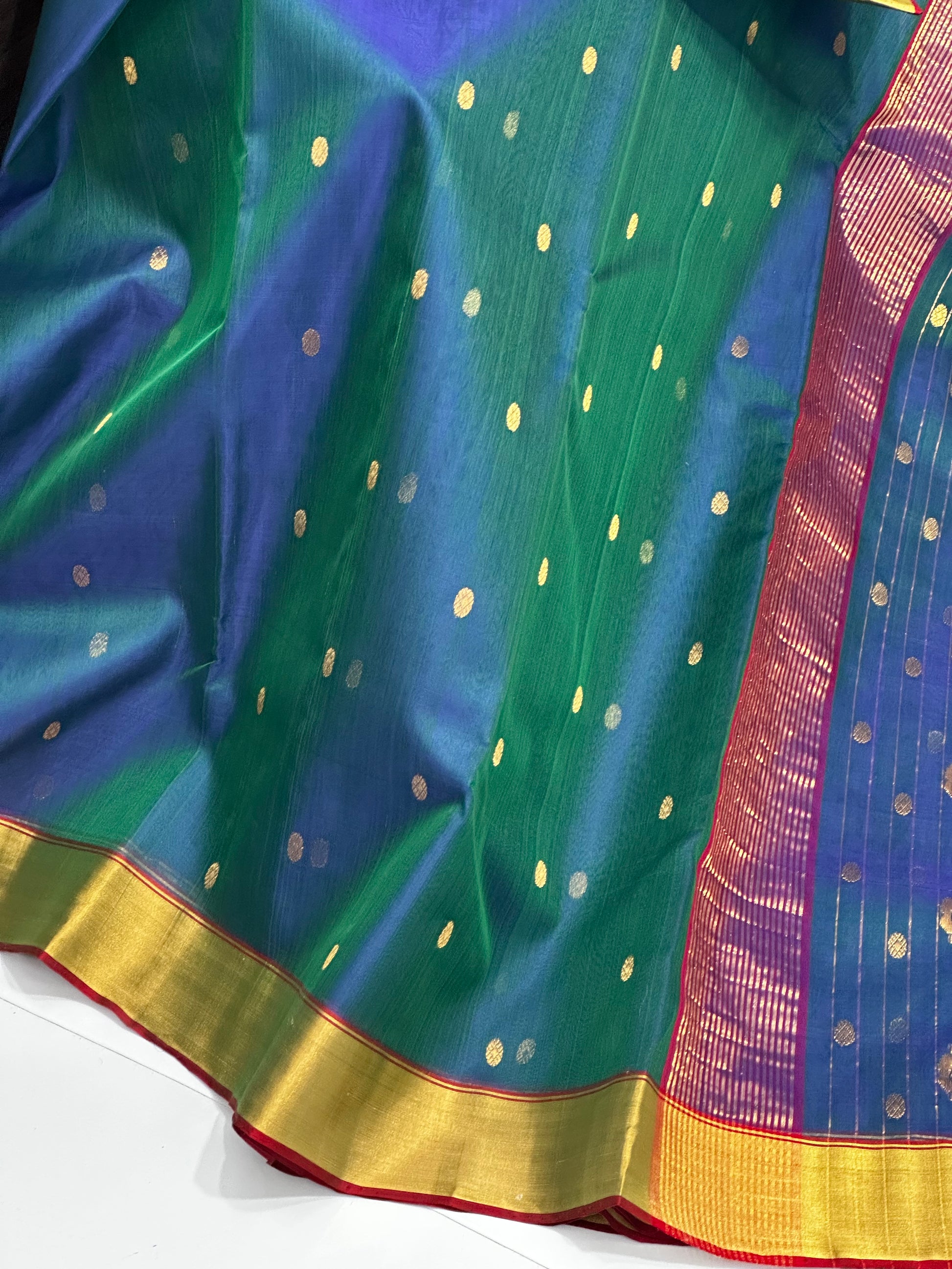 Chanderi peacock colour silk saree Chanderi saree wala