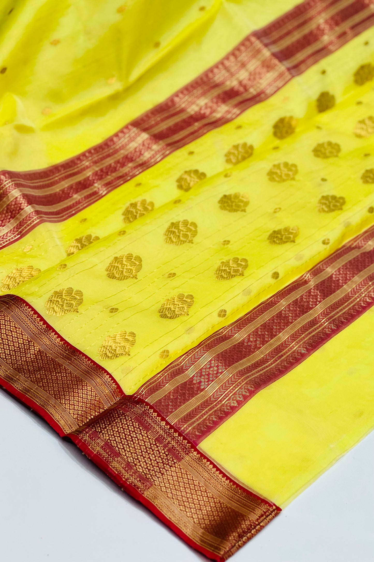 YELLOW CHANDERI SILK SAREE