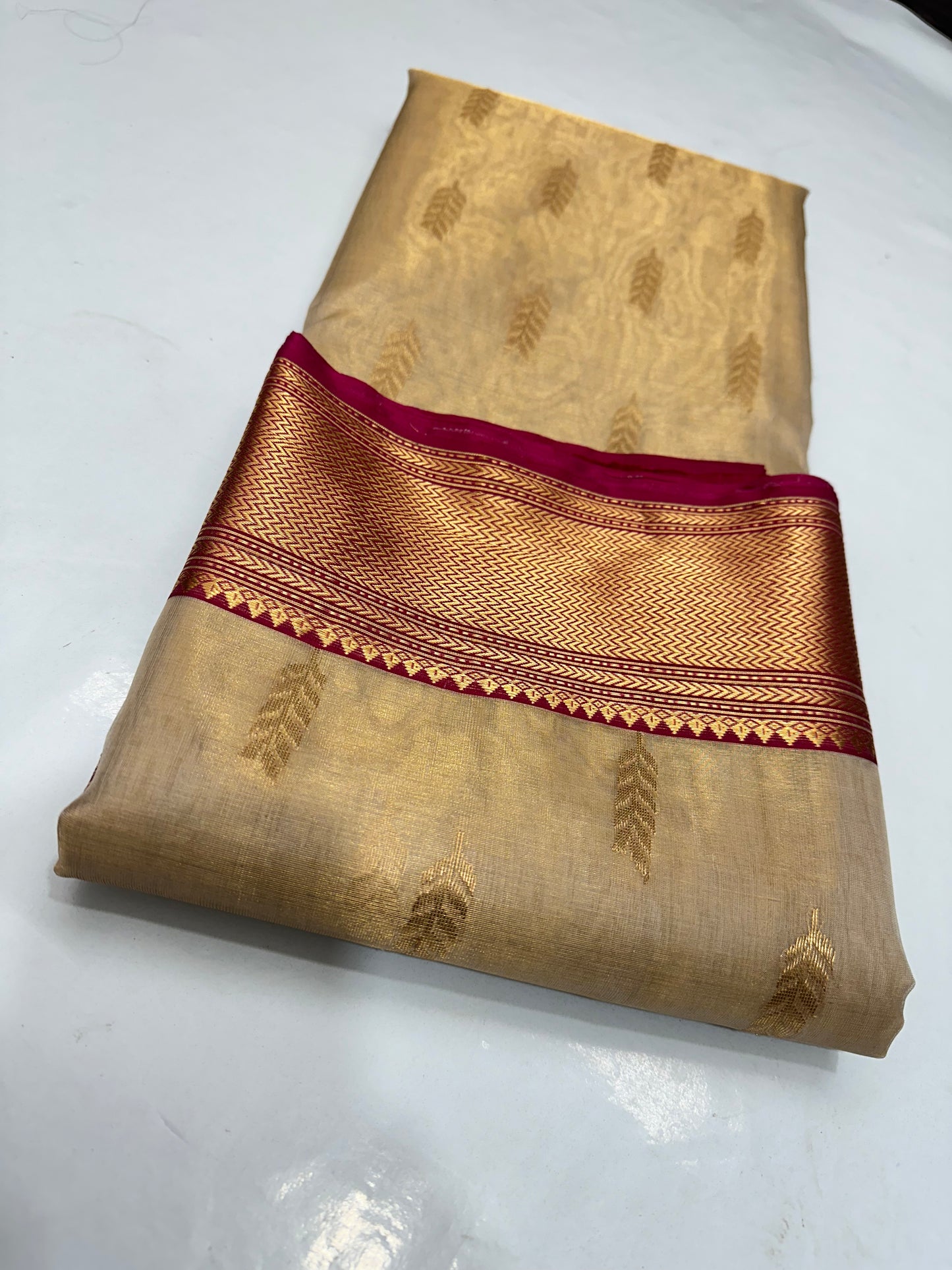 Off white chanderi tissue silk saree