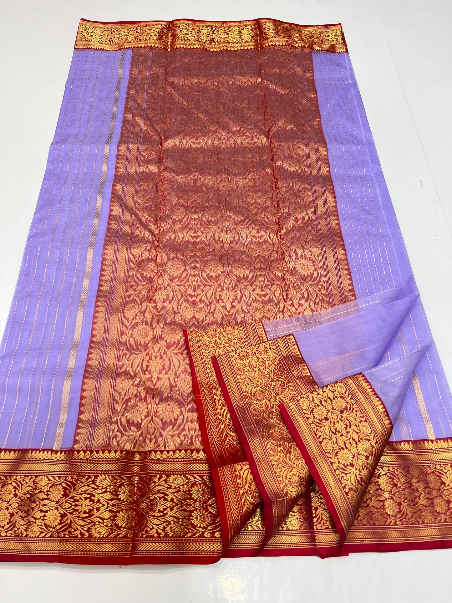 LAVENDER COLOUR CHANDERI SILK SAREE