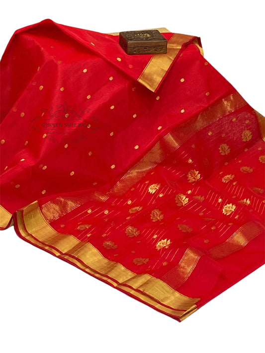 Red colour chanderi silk sarees Chanderi saree wala