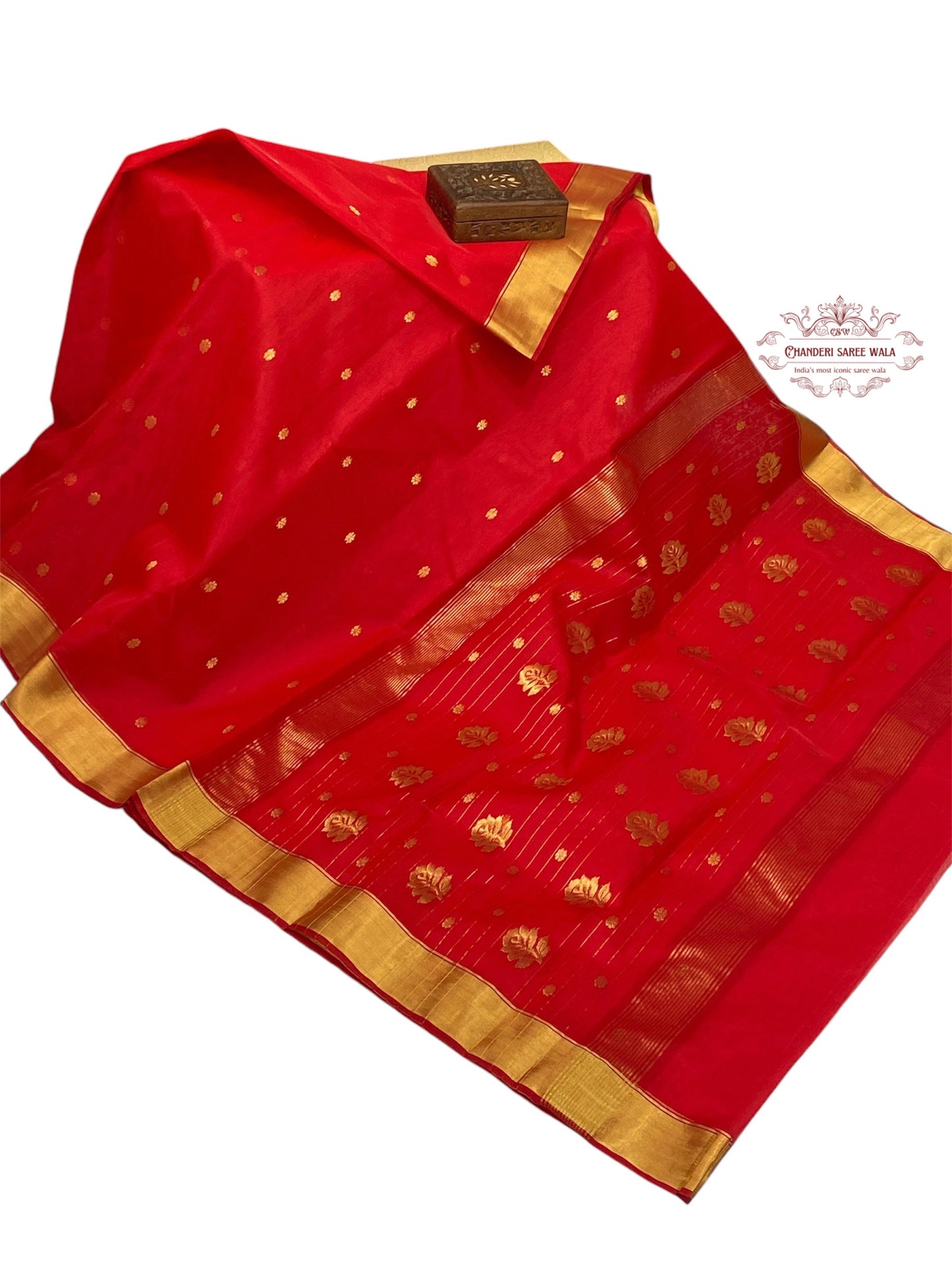 Red colour chanderi silk sarees Chanderi saree wala