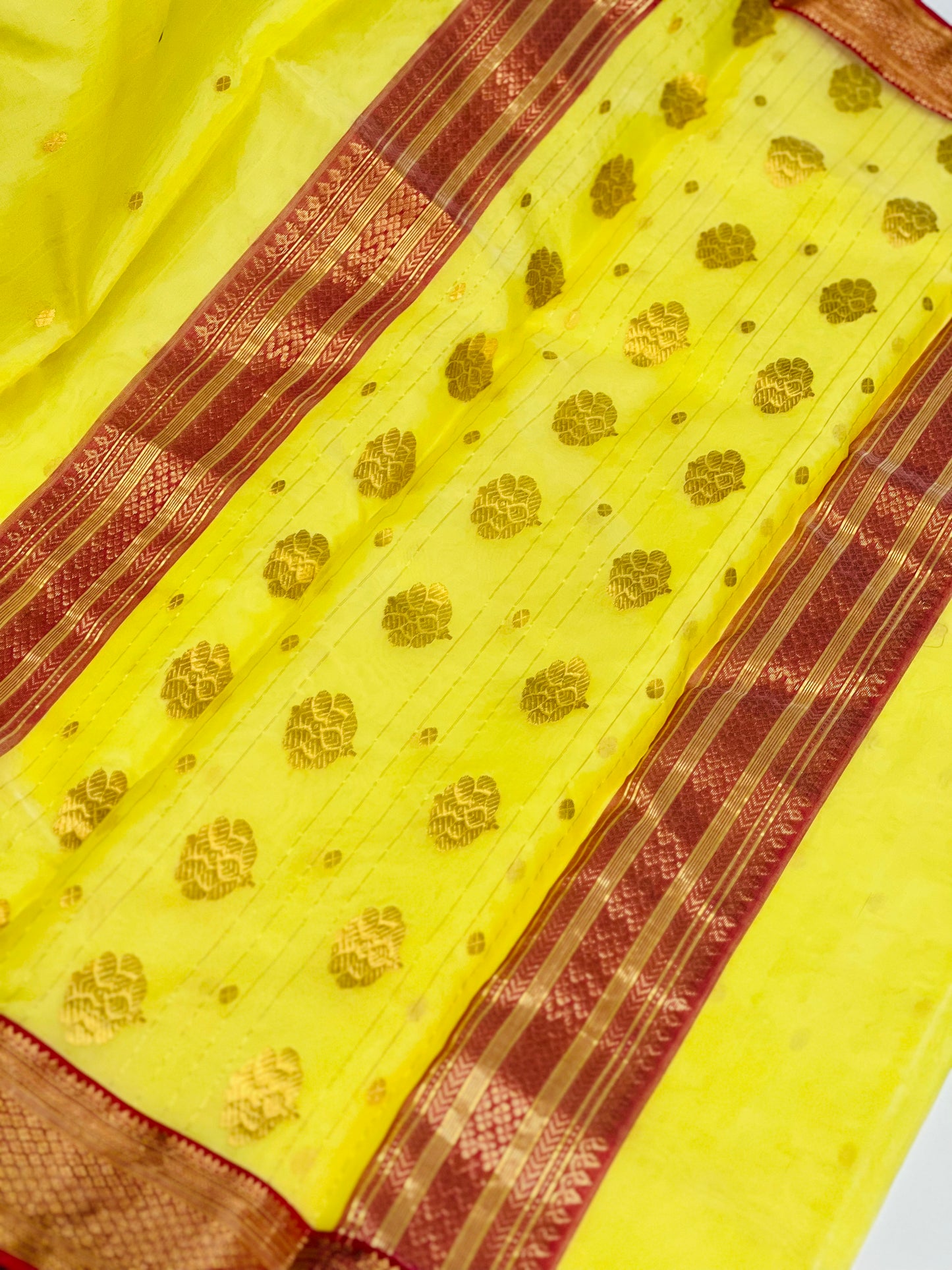 YELLOW CHANDERI SILK SAREE