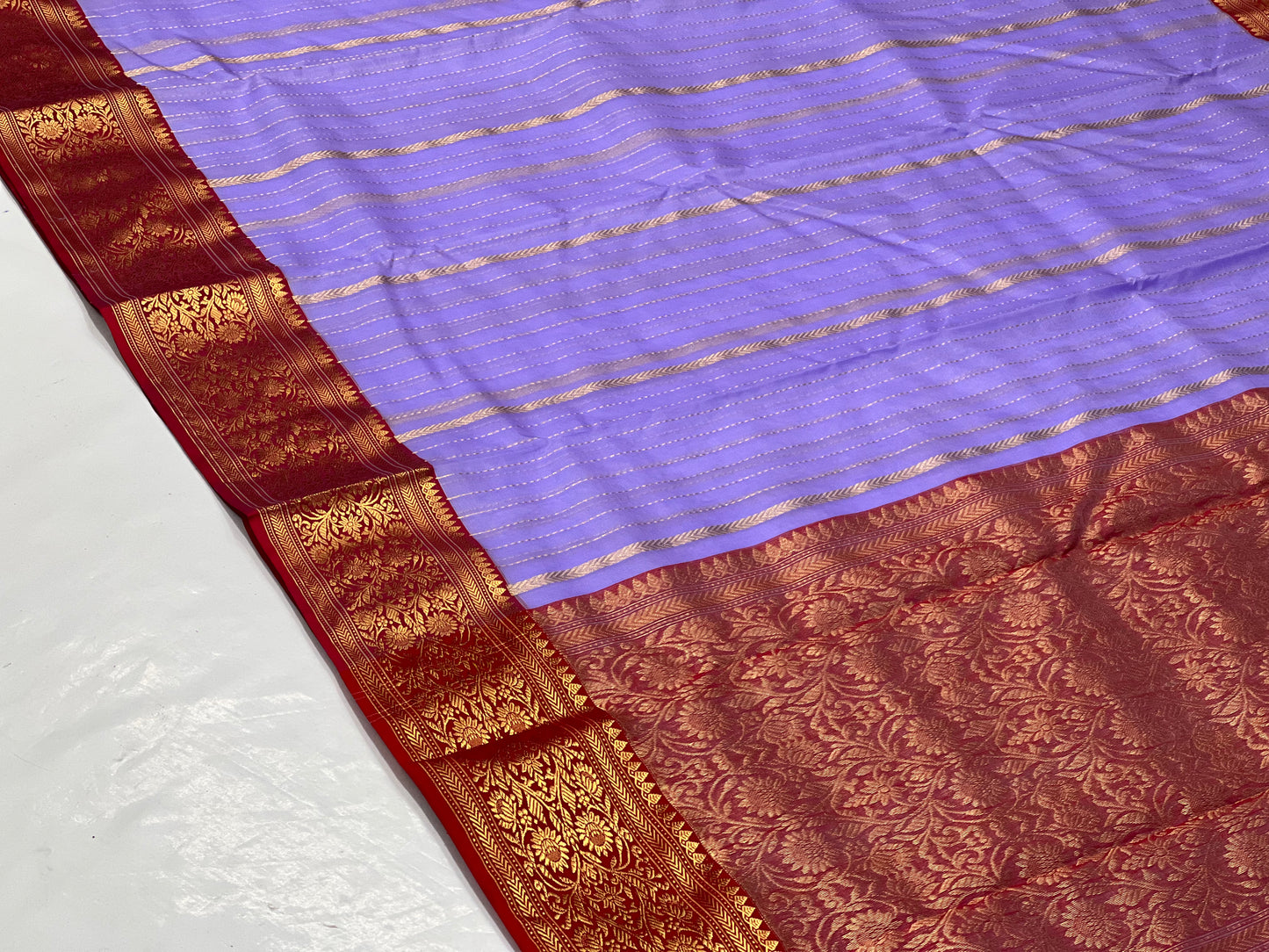 LAVENDER COLOUR CHANDERI SILK SAREE