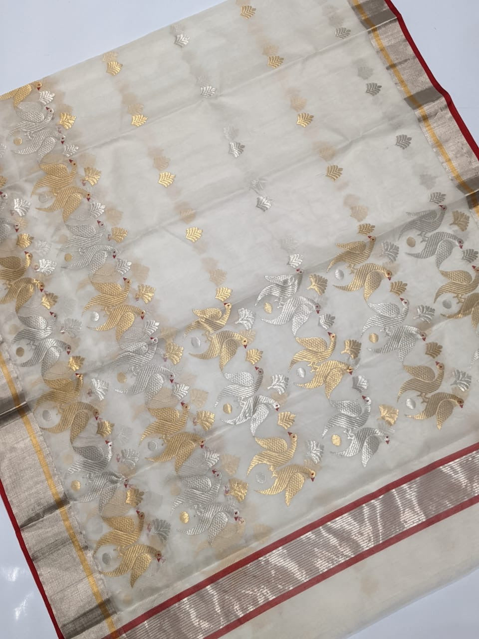 Chanderi skart border katan silk saree