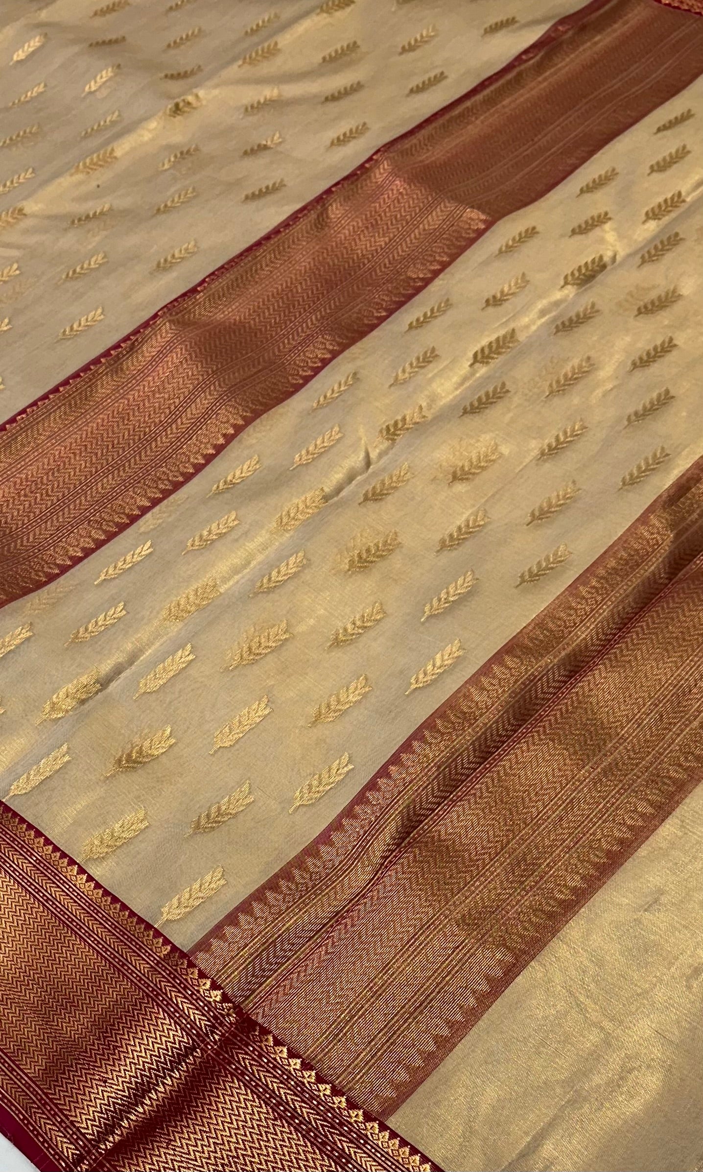 Off white chanderi tissue silk saree