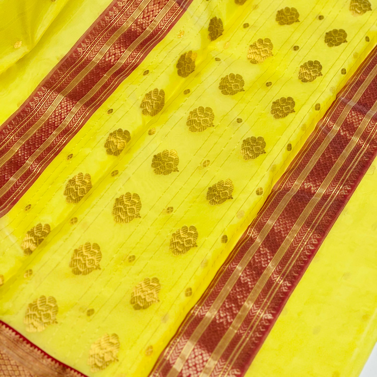 YELLOW CHANDERI SILK SAREE