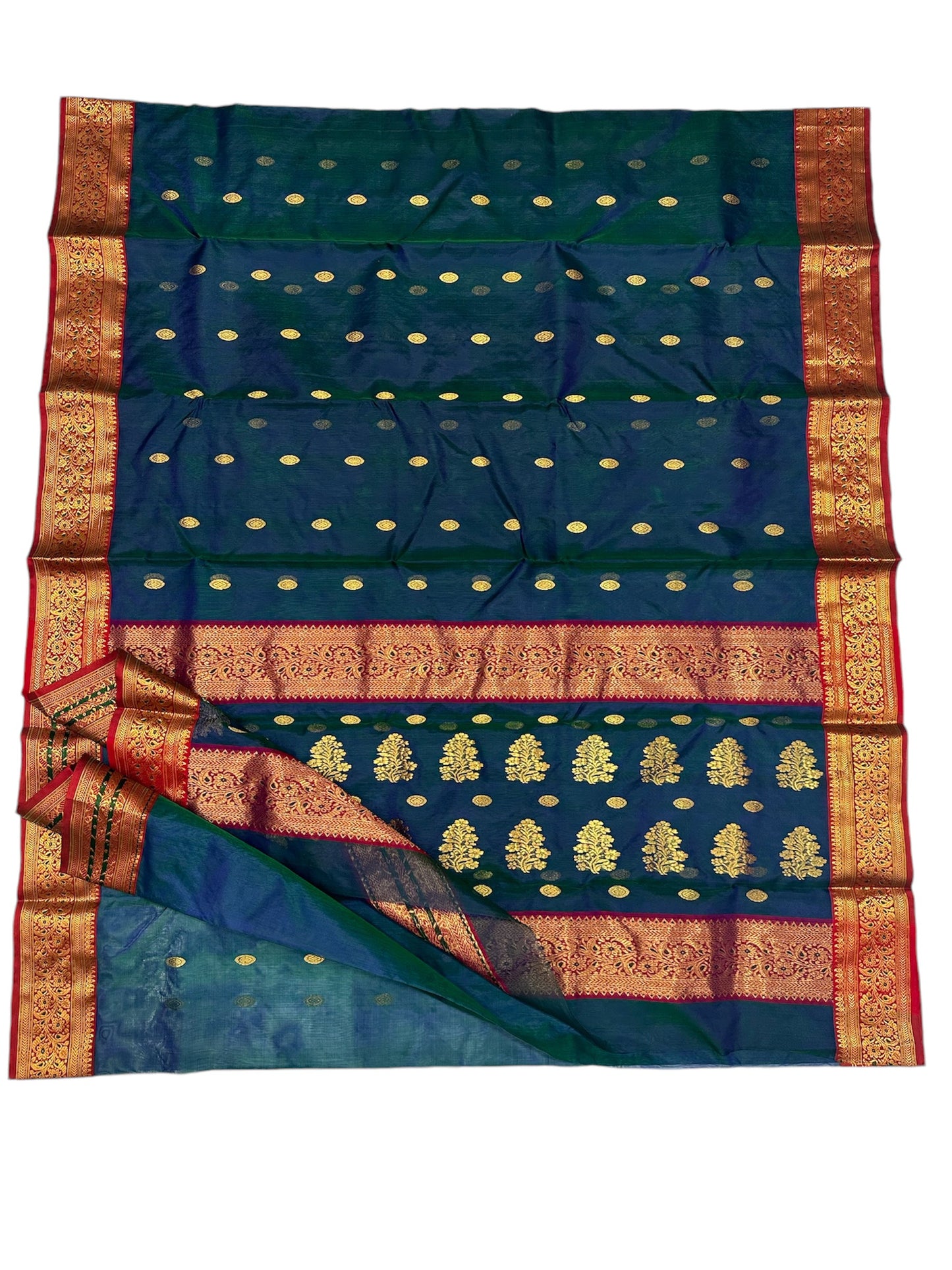 Green saded chanderi saree|Red border|Rich pallu saree Chanderi saree wala