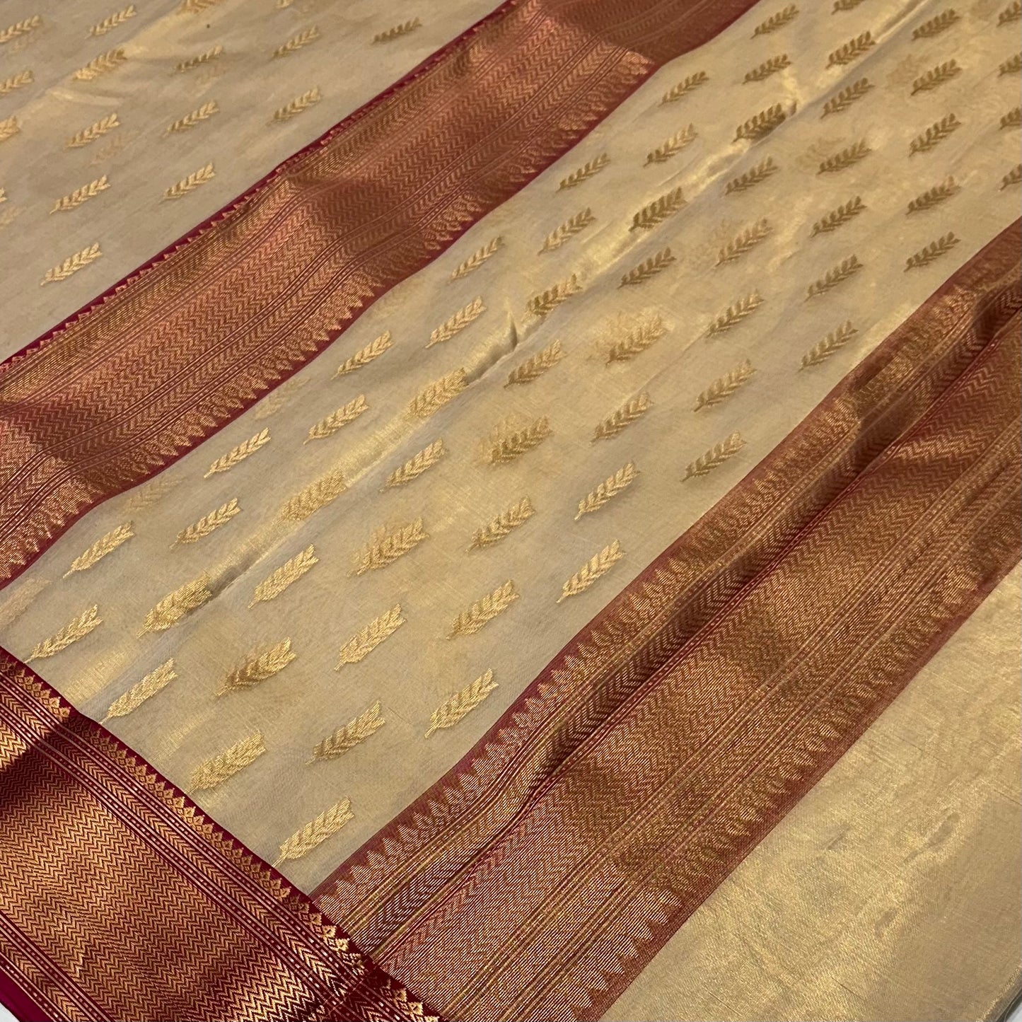 Off white chanderi tissue silk saree