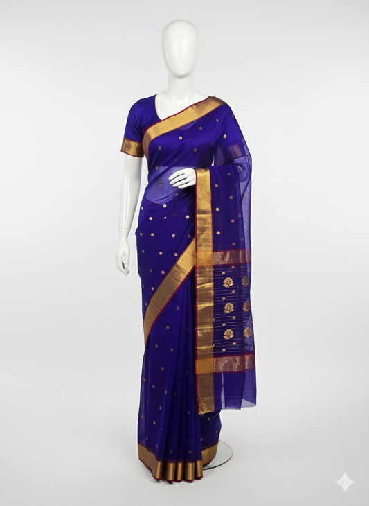Blue chanderi silk saree