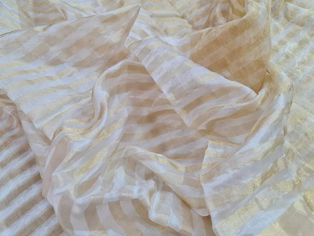Graceful Gold Striped Chanderi Silk Saree