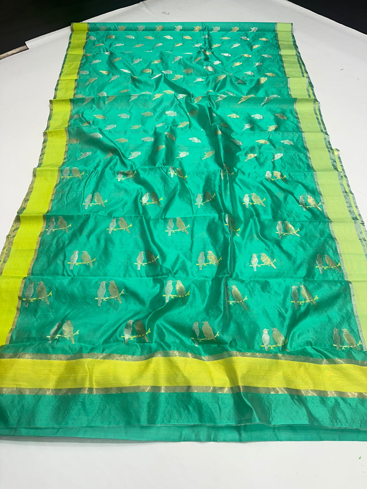 Birds motif chanderi silk saree