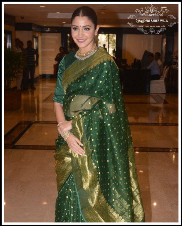 Anushka sharma|green chanderi silk saree|pure silk saree| Chanderi saree wala