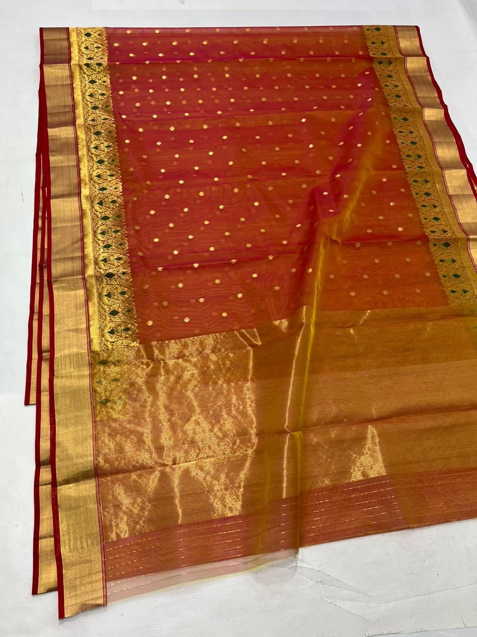 Saded colors mena border saree