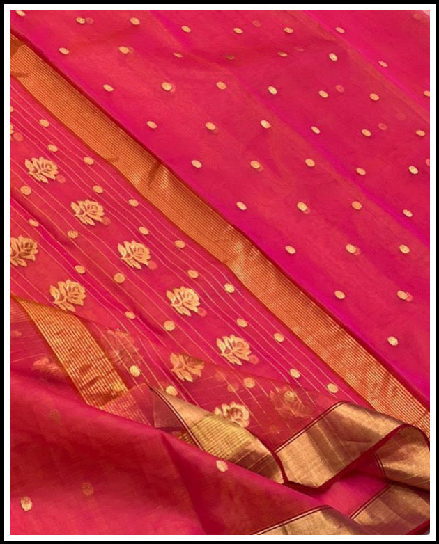 Saded color chanderi silk saree