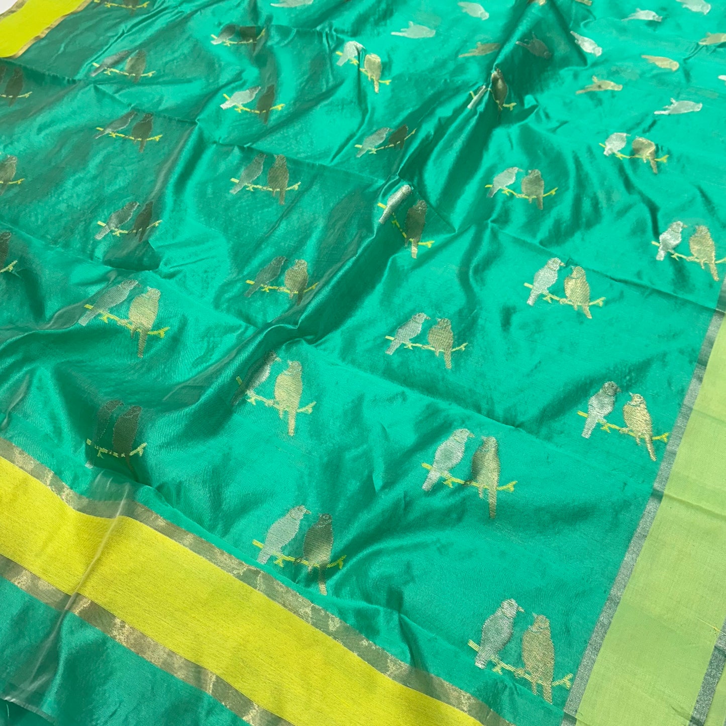 Birds motif chanderi silk saree