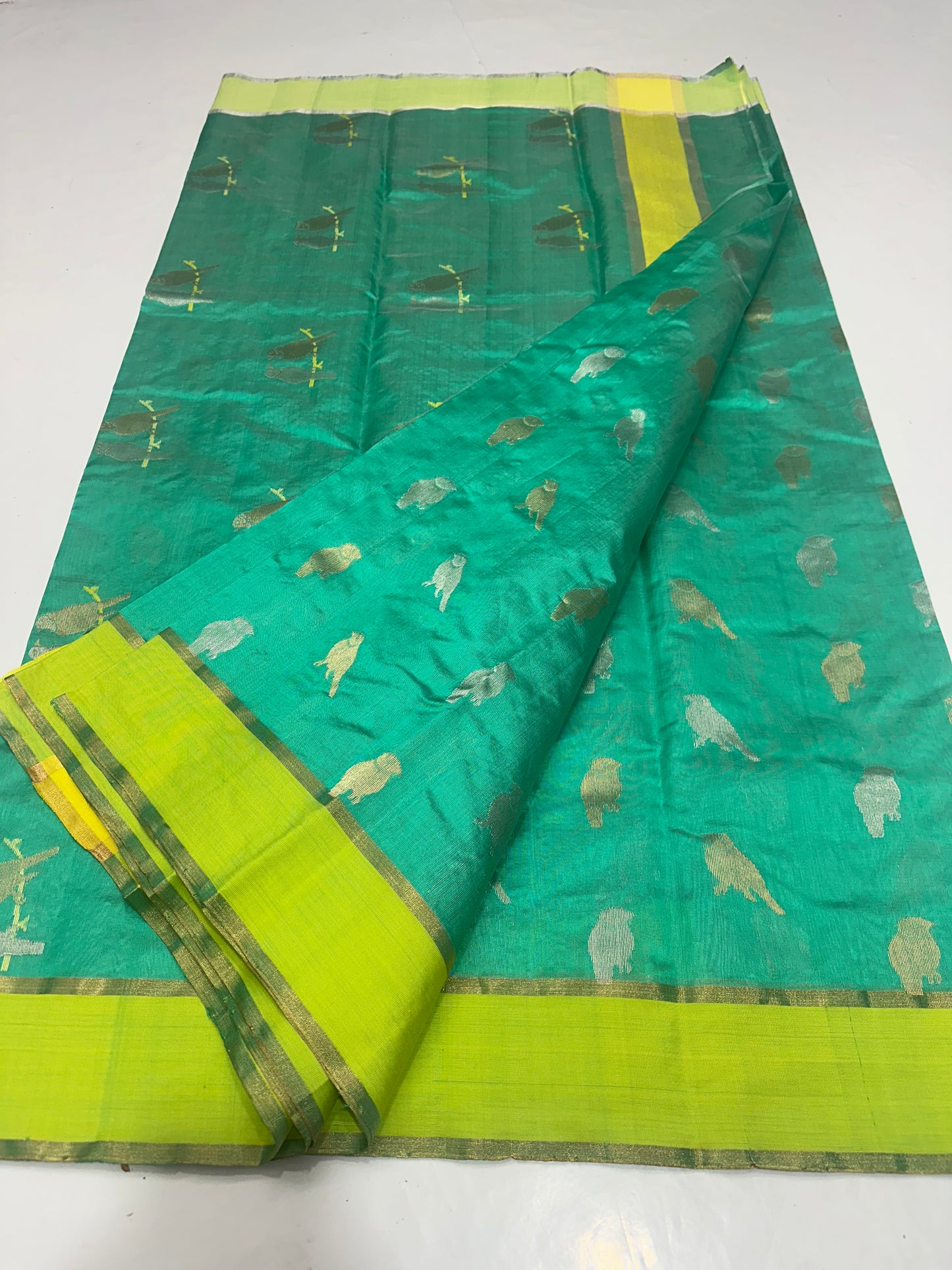 Birds motif chanderi silk saree