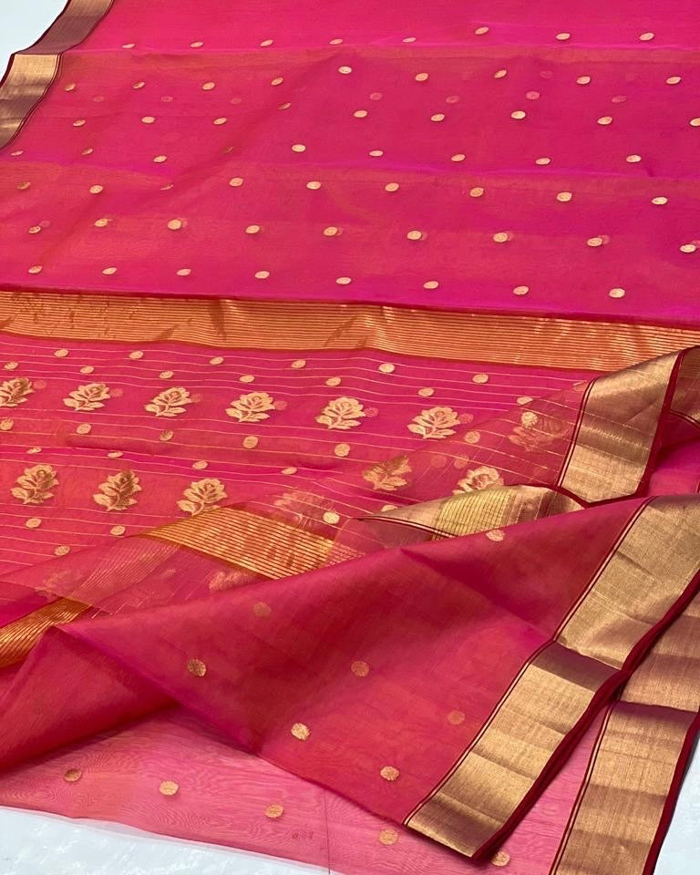 Saded color chanderi silk saree