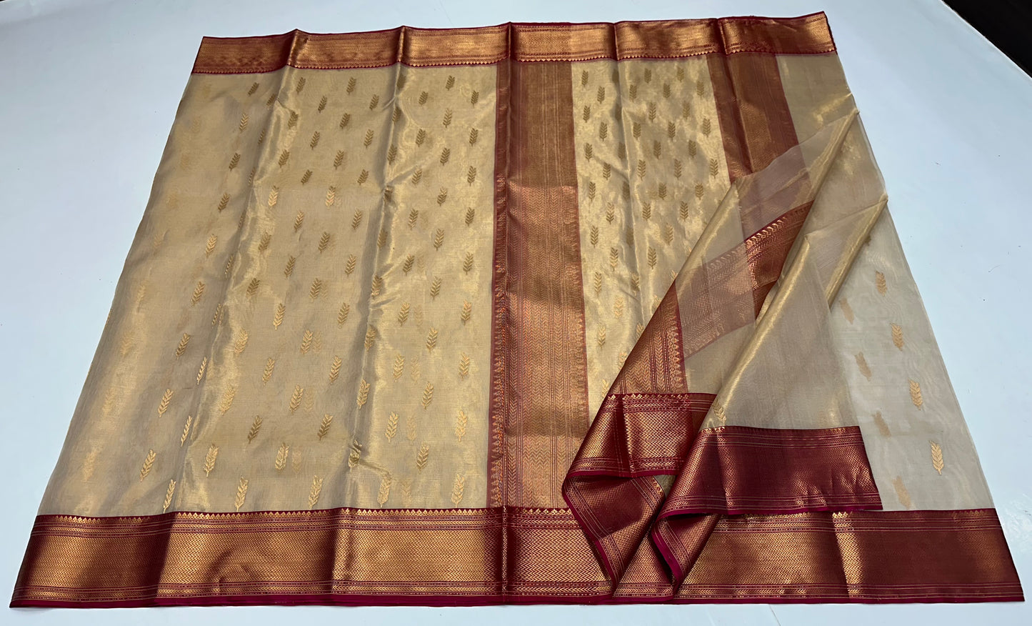 Off white chanderi tissue silk saree