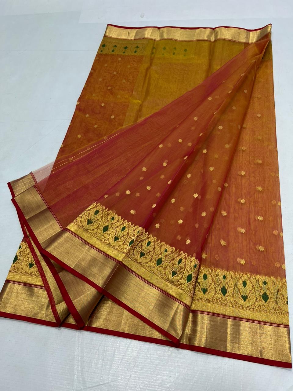 Saded colors mena border saree