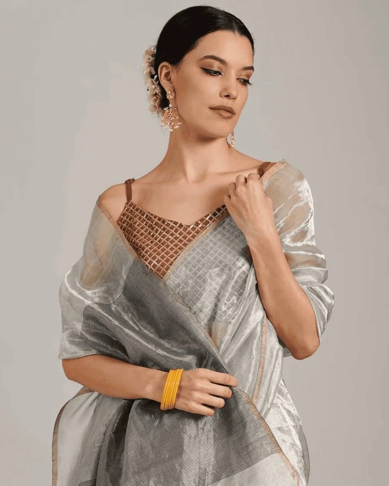 Silver zare tissue silk sarees Chanderi saree wala