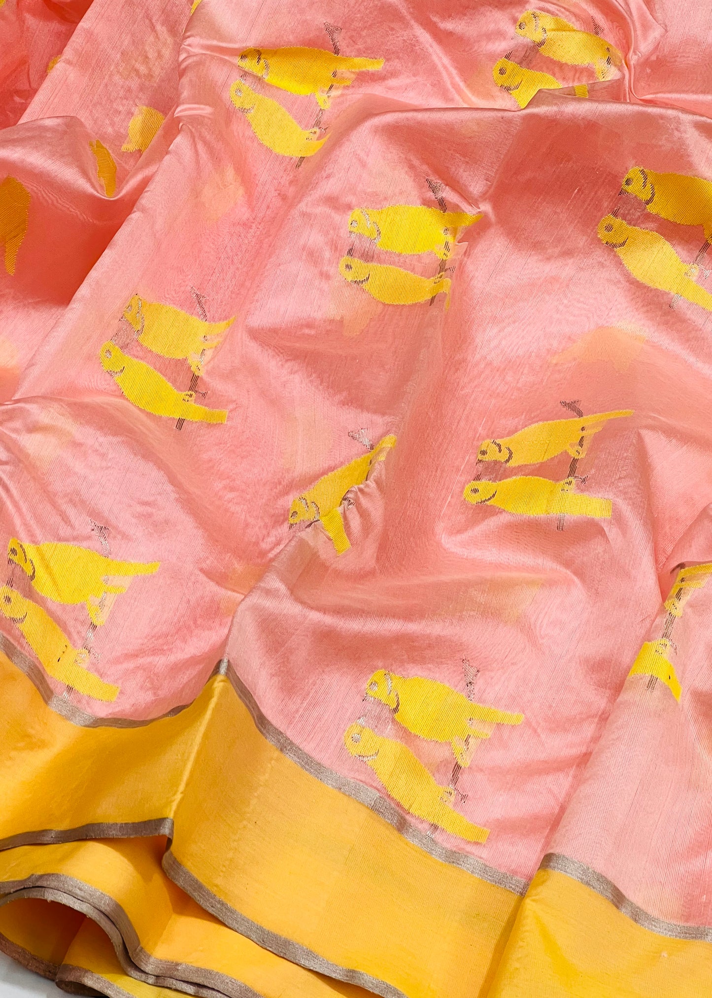 Birds motif chanderi silk saree