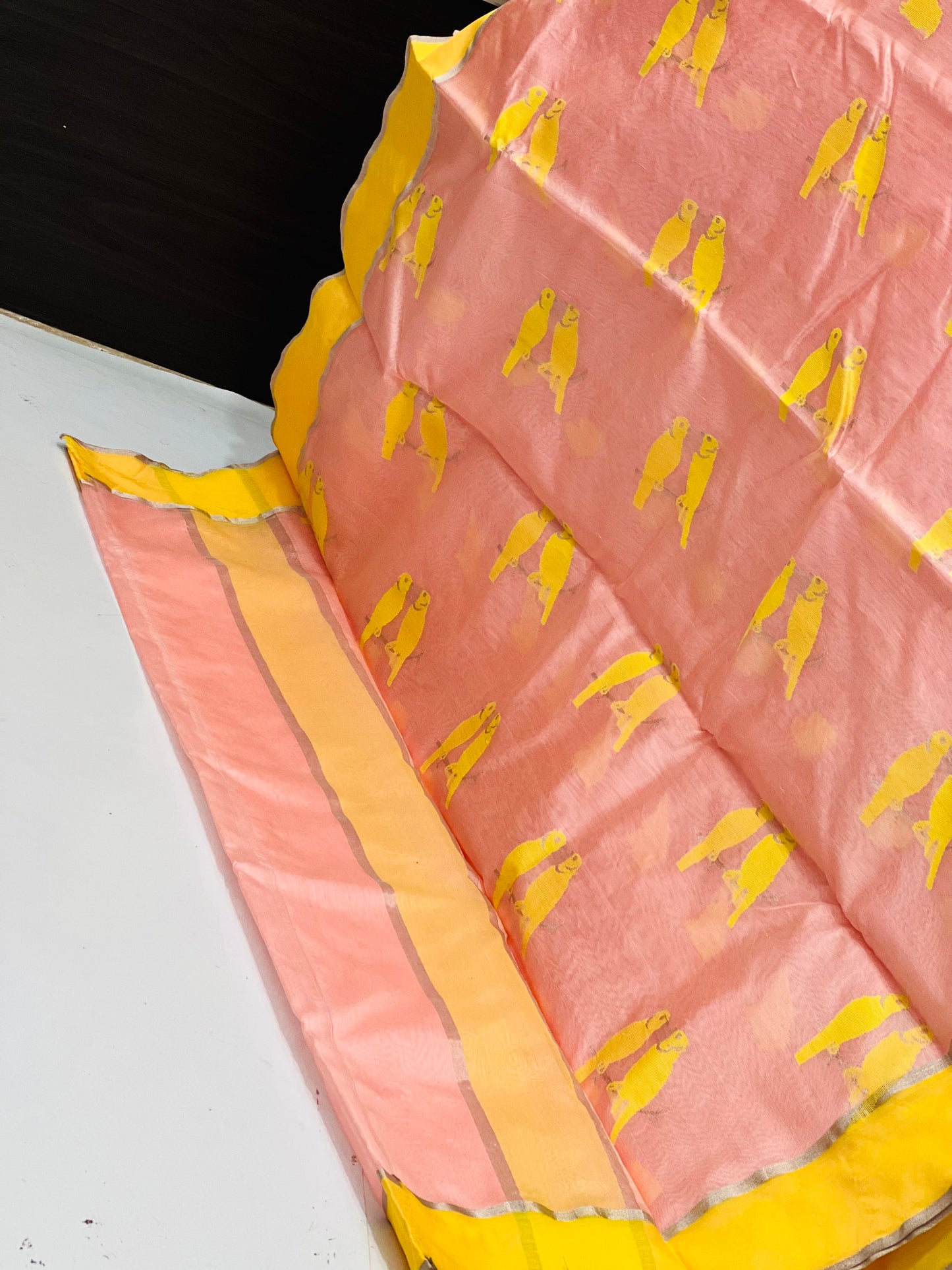 Birds motif chanderi silk saree