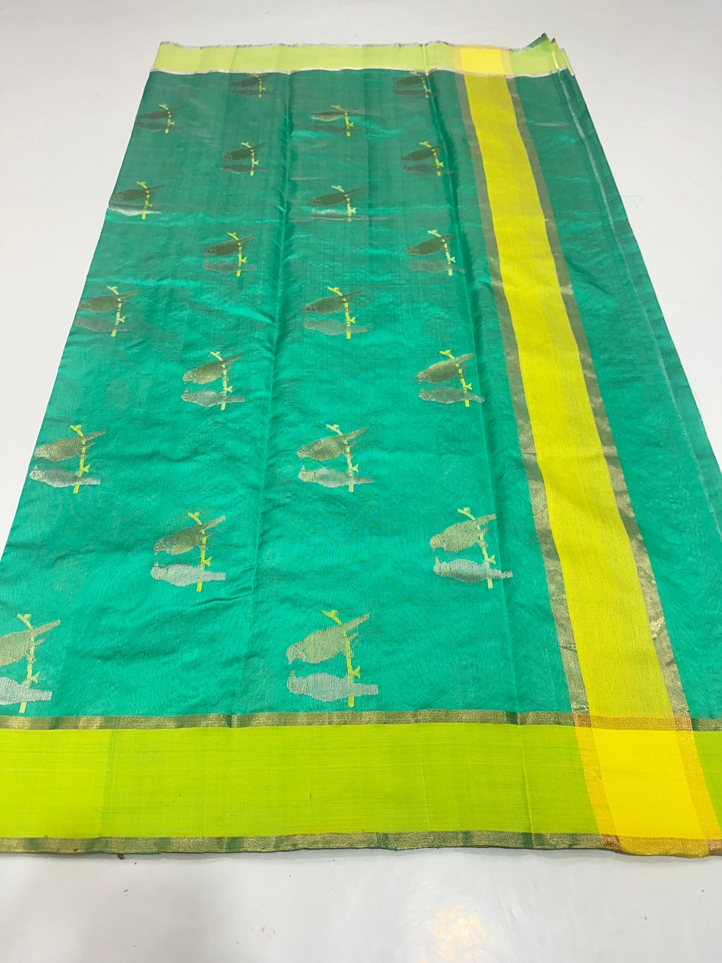 Birds motif chanderi silk saree