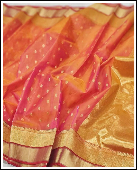 Chanderi saded colour all over bute saree